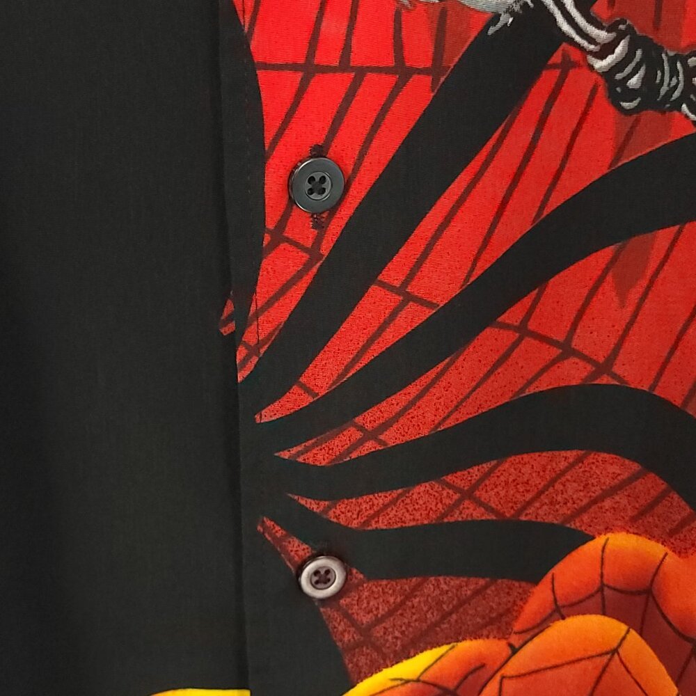 Vintage Spiderman Shirt Men's Large Black Red Button Front Changes Marvel 00s - Picture 3 of 9